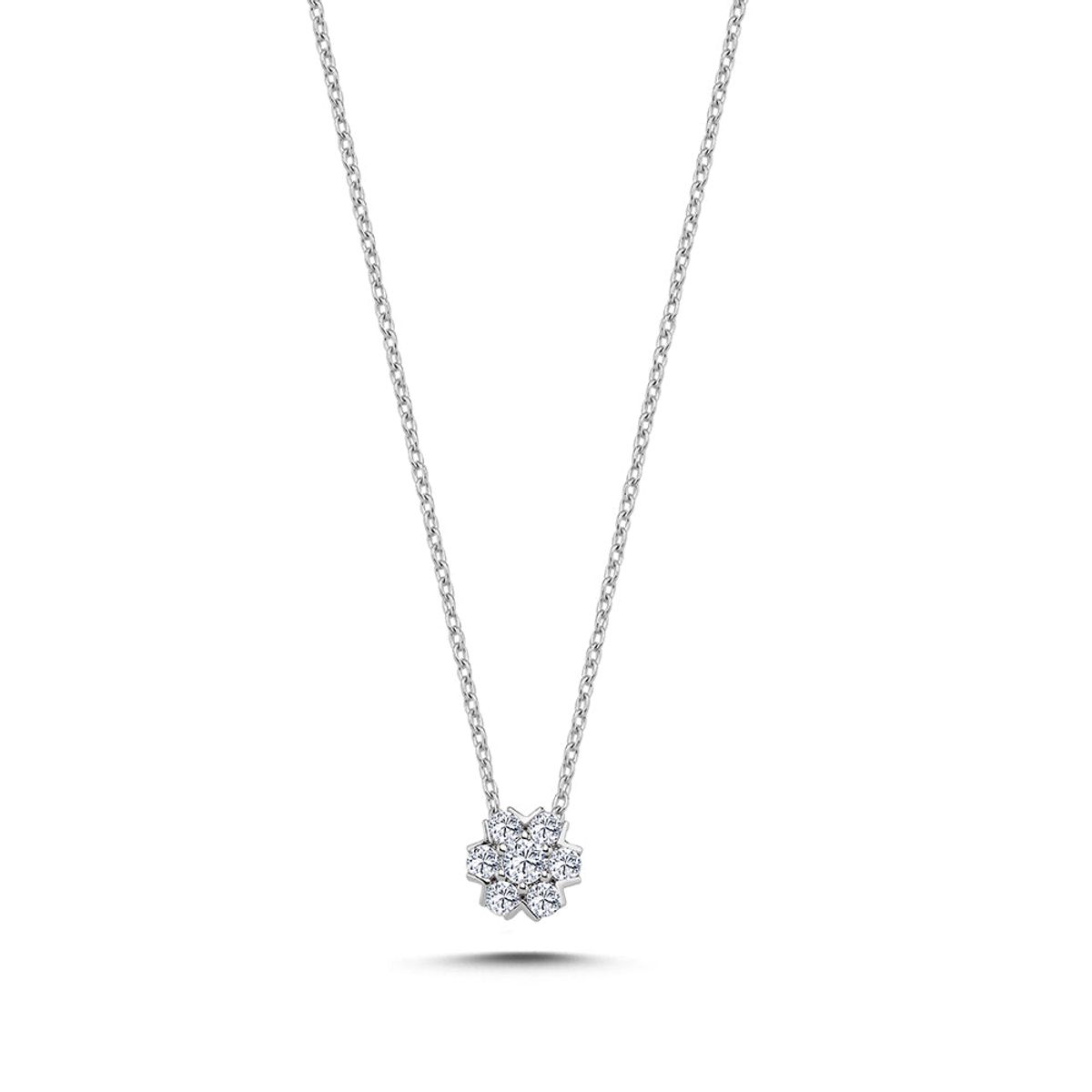 Nuran - Fleur halskæde 14 kt.hvidguld m. diamanter 0,29 ct. i alt