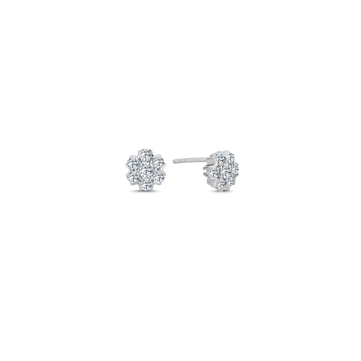 Nuran - Fleur ørestikker 14 kt.hvidguld m. diamanter 0,58 ct. i alt