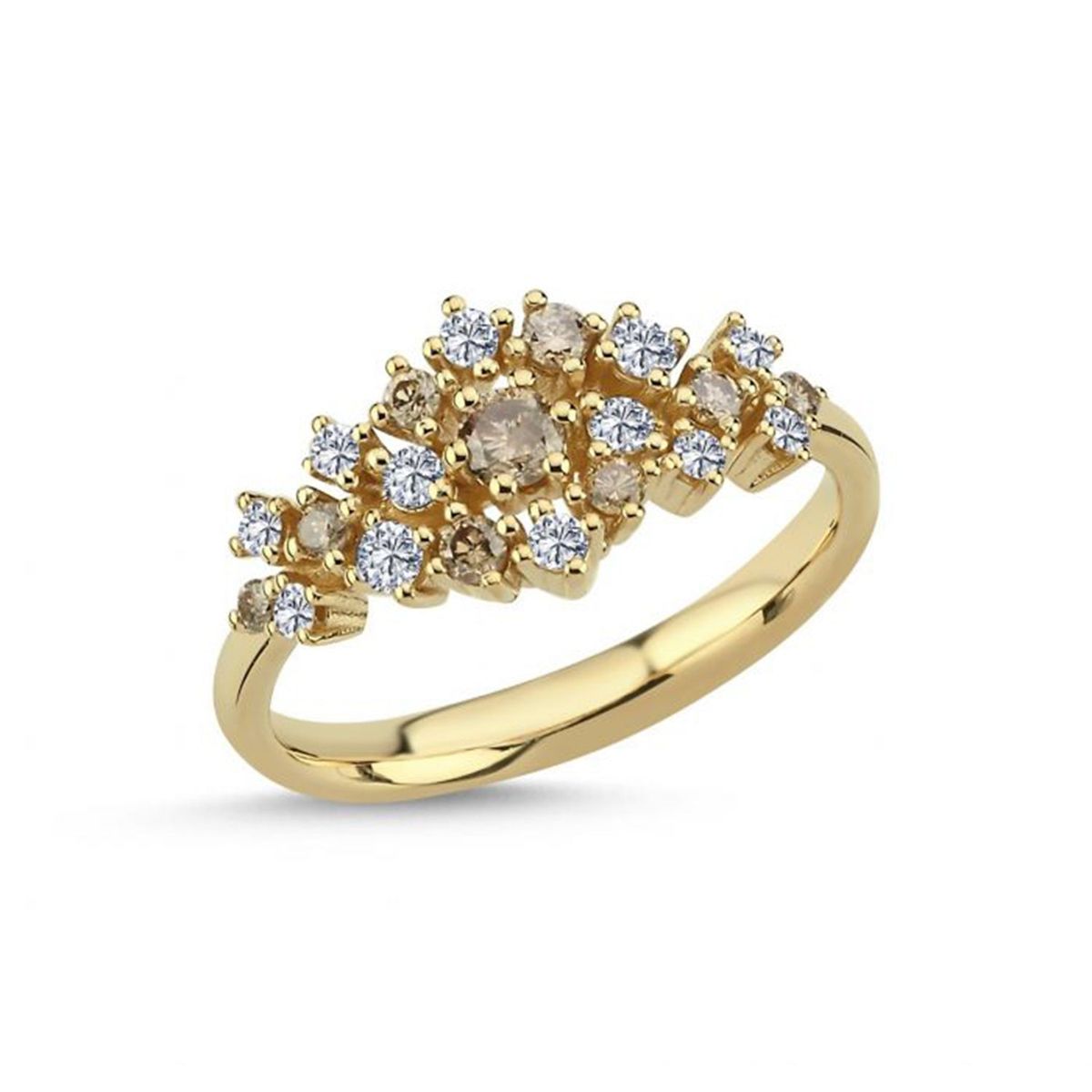 Nuran - Twinkle ring, brun 14 kt. guld