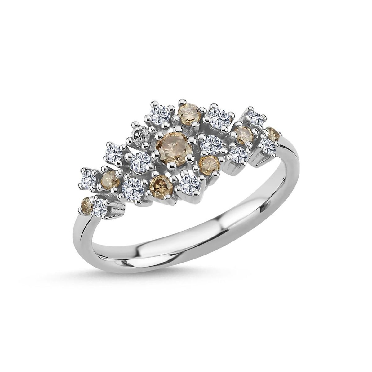 Nuran - Twinkle ring, brun 14 kt. hvidguld