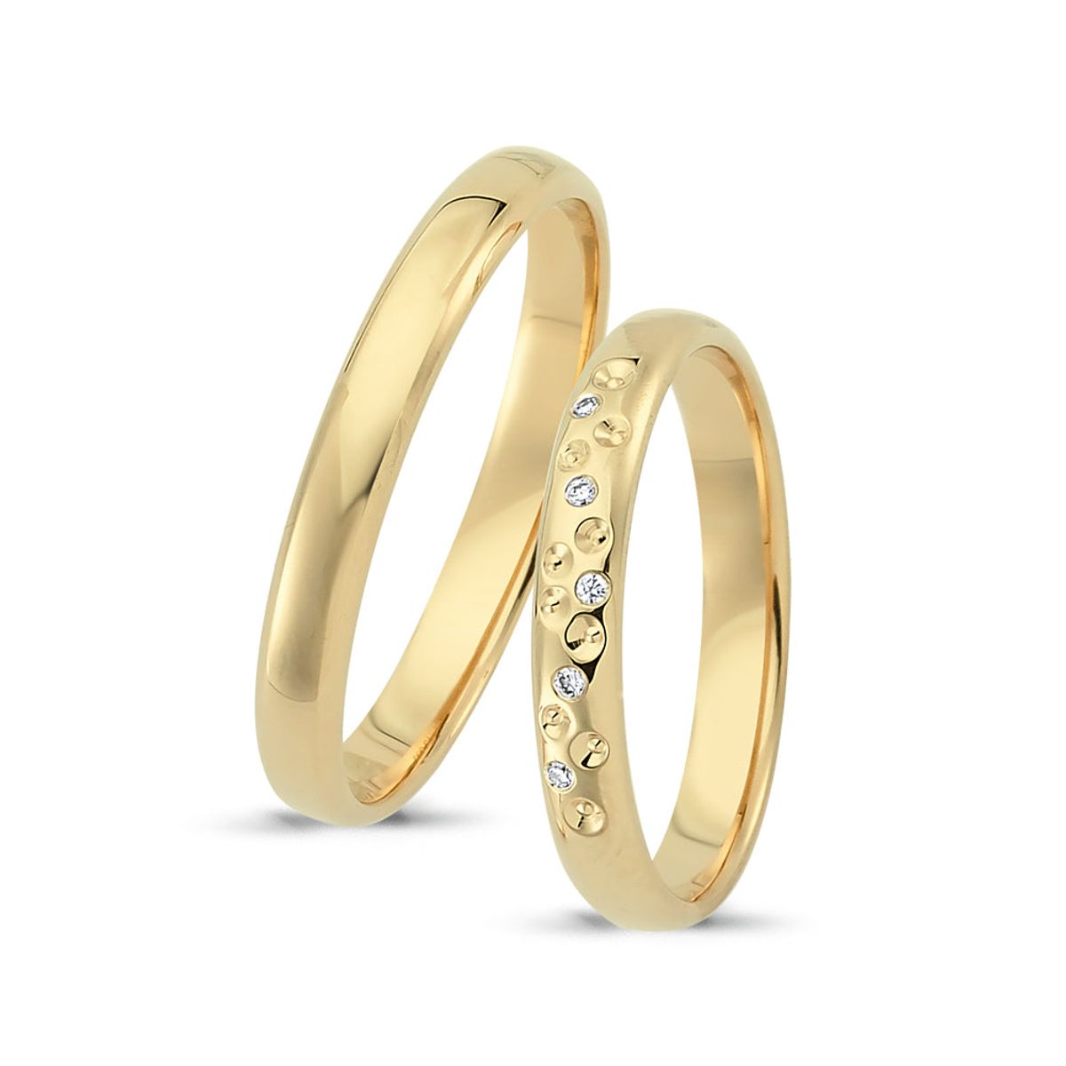 Nuran - Vielsesring, 5x0,005ct w/si, 3mm 14 kt guld