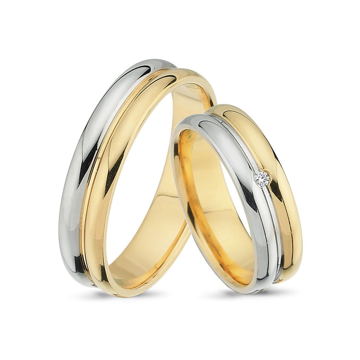 Nuran - Vielsesring bicolor, 0,01 ct. w/vs 14 kt.