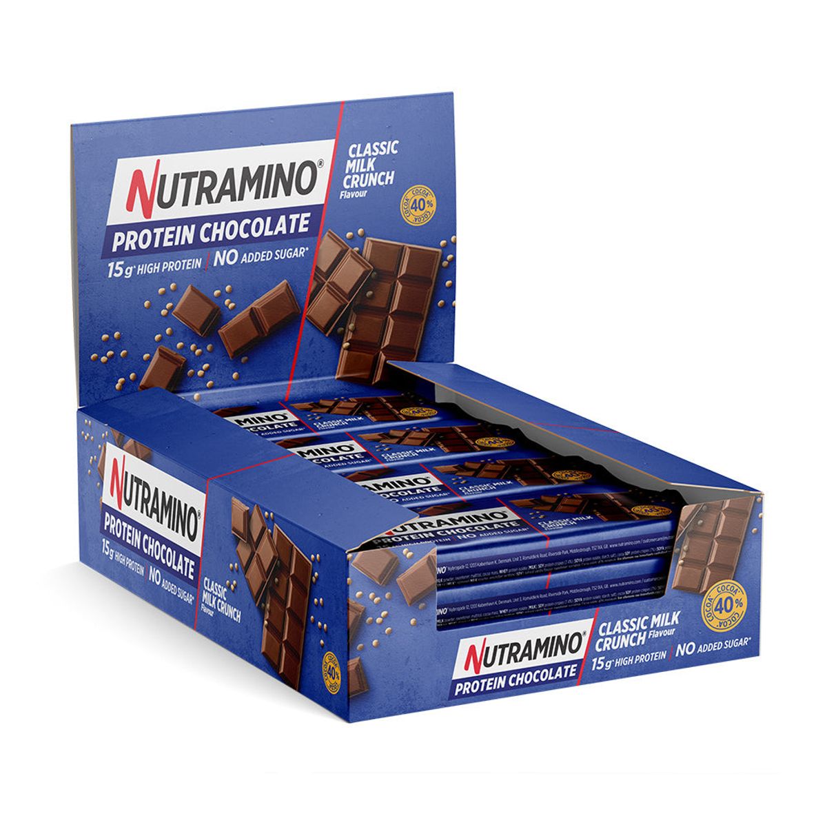 Nutramino Protein Chocolate Bar - Classic Milk Crunch (10x 50g)