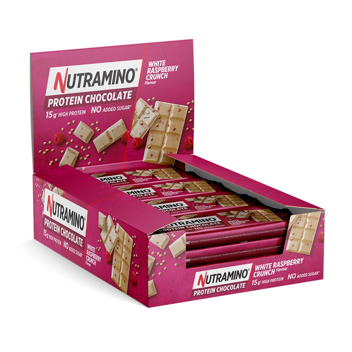 Nutramino Protein Chocolate Bar - White Raspberry Crunch (10x 50g)