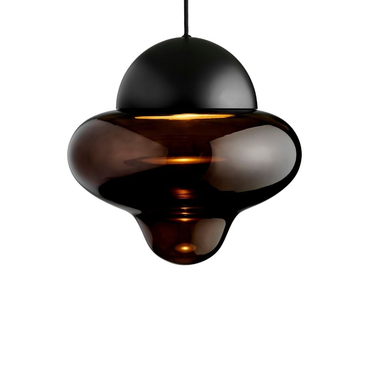 Nutty Pendel XL Brown Glass / Black Dome - Design By Us