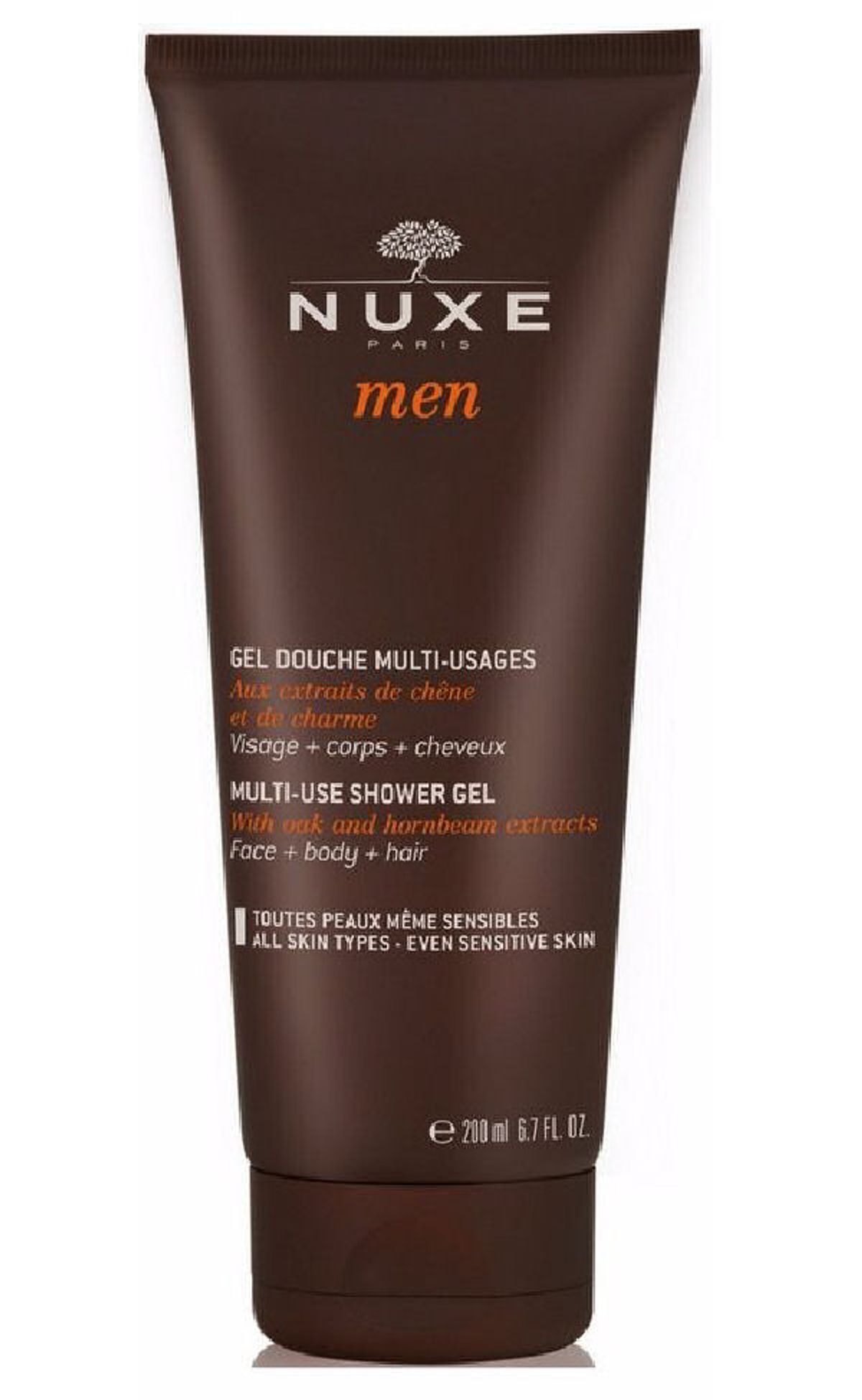 Nuxe paris men multi-use shower gel with oak and hornbeam extracts 200ml