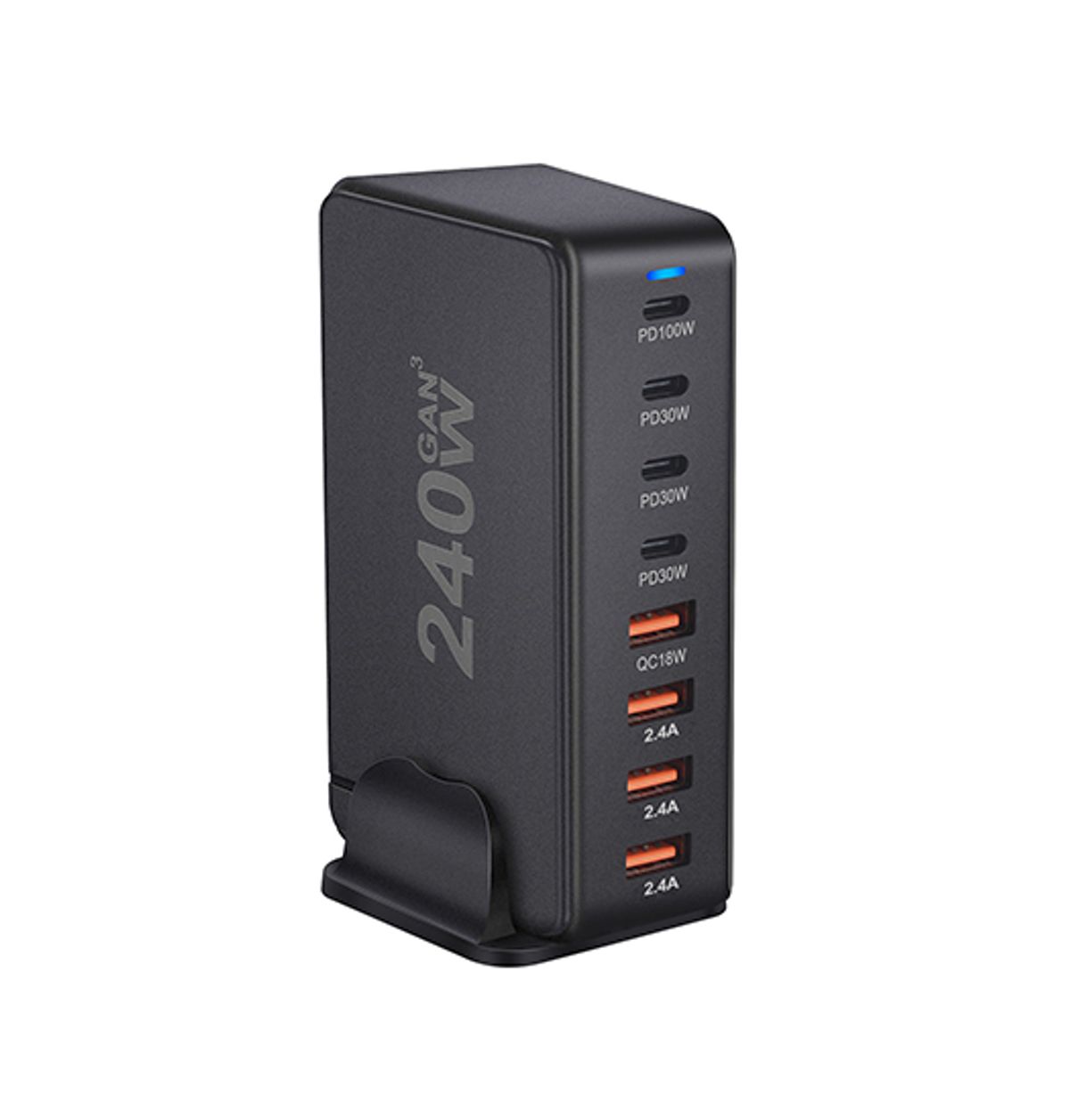 NX-Pro&trade; | 8 Ports Strøm Ladestation - 240W! - Sort