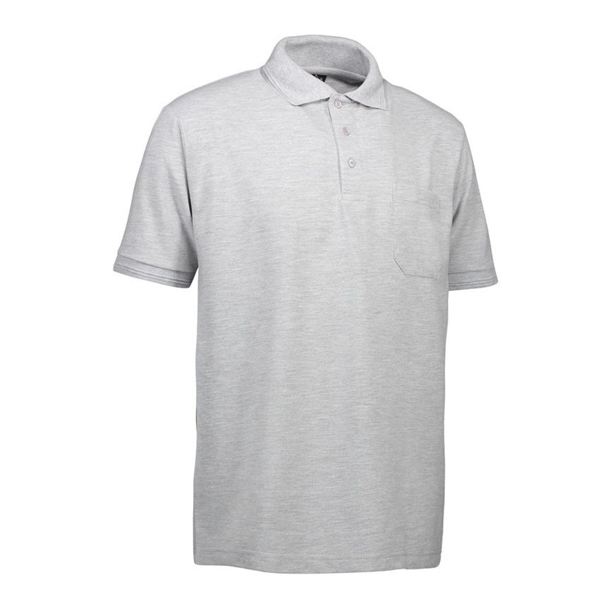 Nybo Grå Melange Herre Prowear Poloshirt, Slidstærk, Brystlomme - 2XL