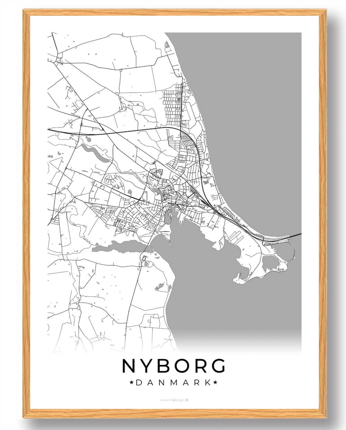 Nyborg by plakat - hvid (Størrelse: L - 50x70cm (B2))