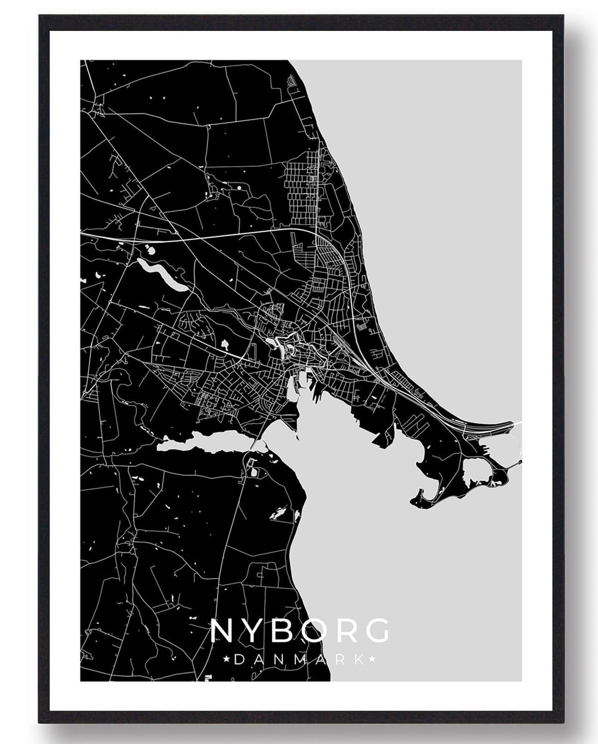 Nyborg by plakat - sort (Størrelse: L - 50x70cm (B2))