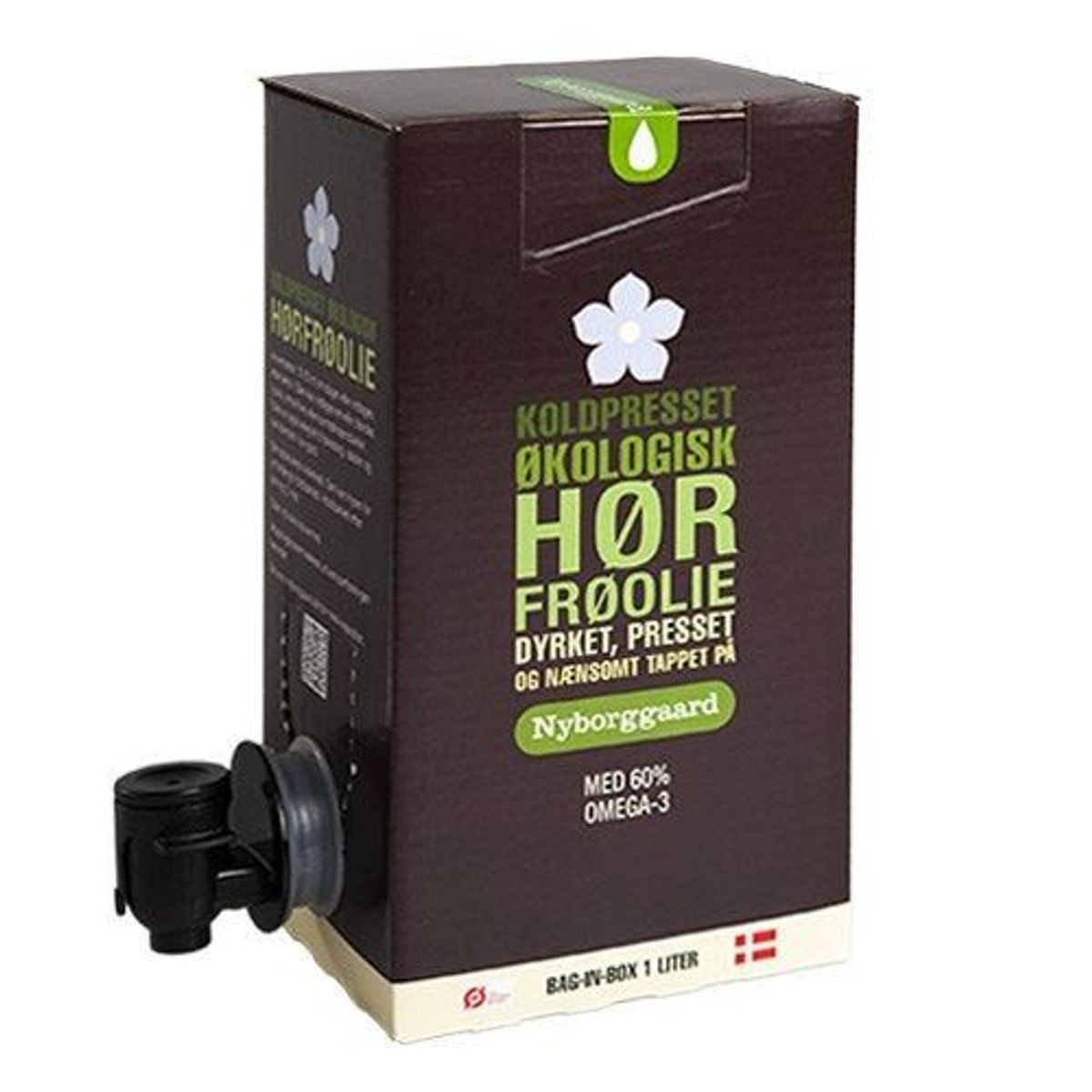 Nyborggaard Hørfrøolie økologisk - Bag-In-Box 1 liter