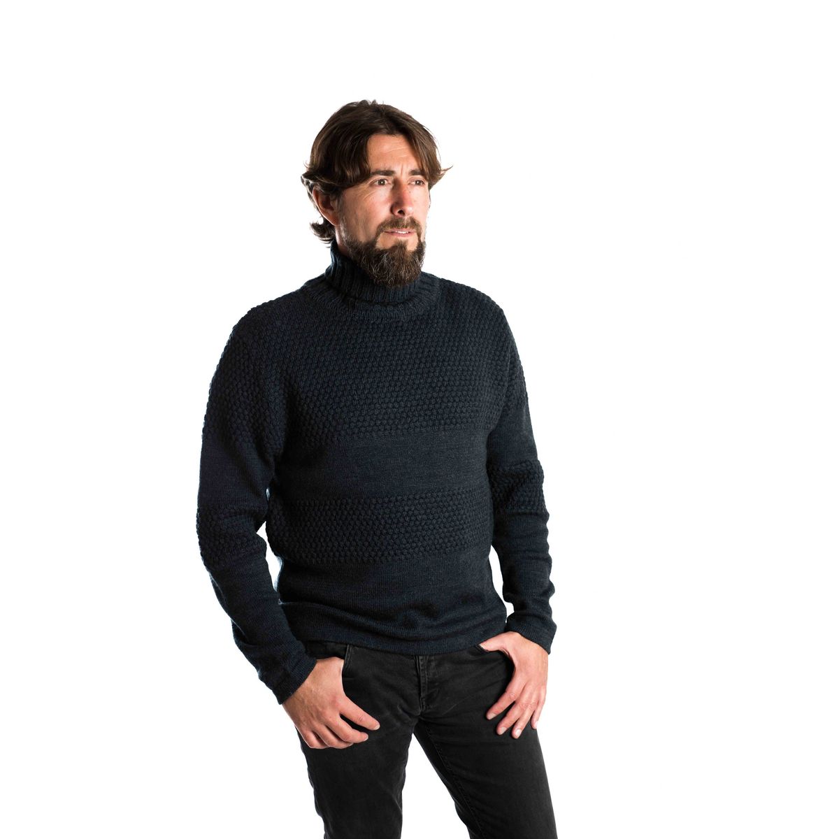 Nyhavn Sweater High Neck - Fuza Wool - Navy