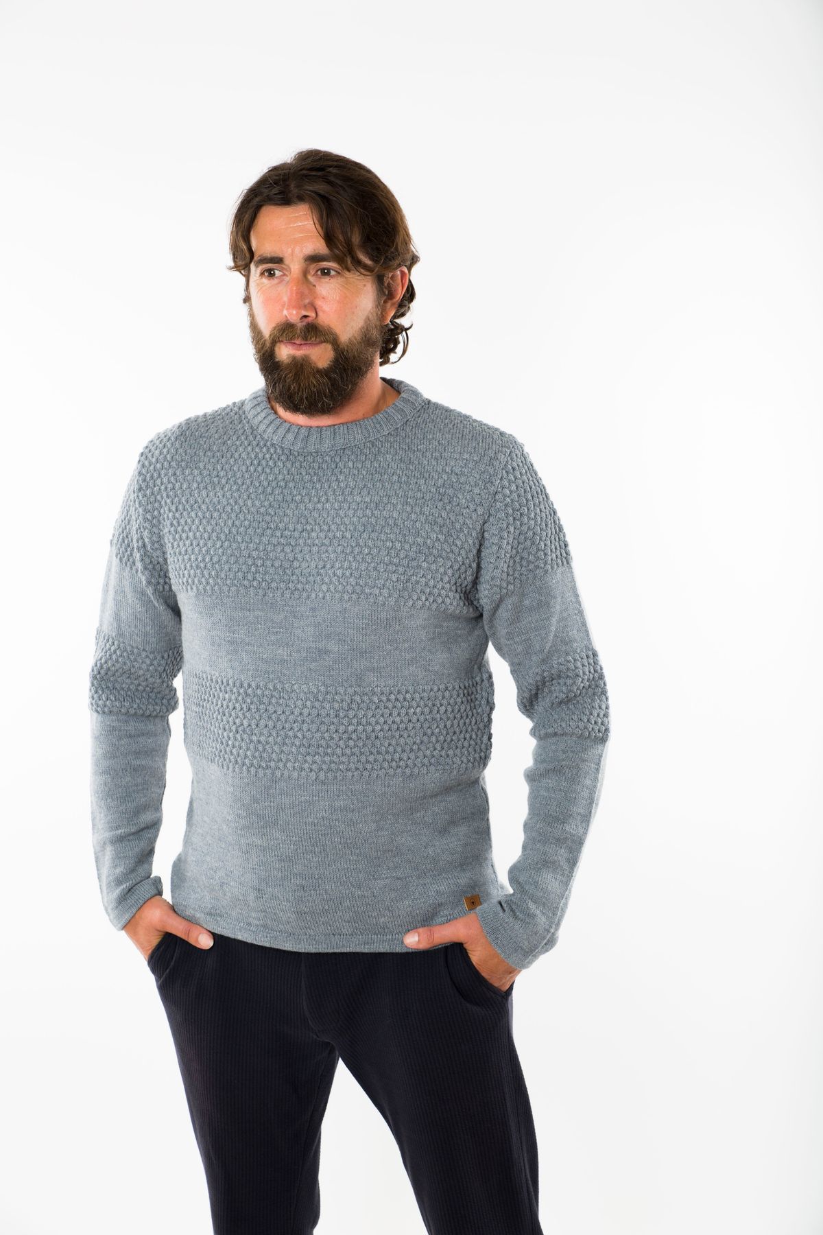 Nyhavn Sweater Round Neck - Fuza Wool - Denim