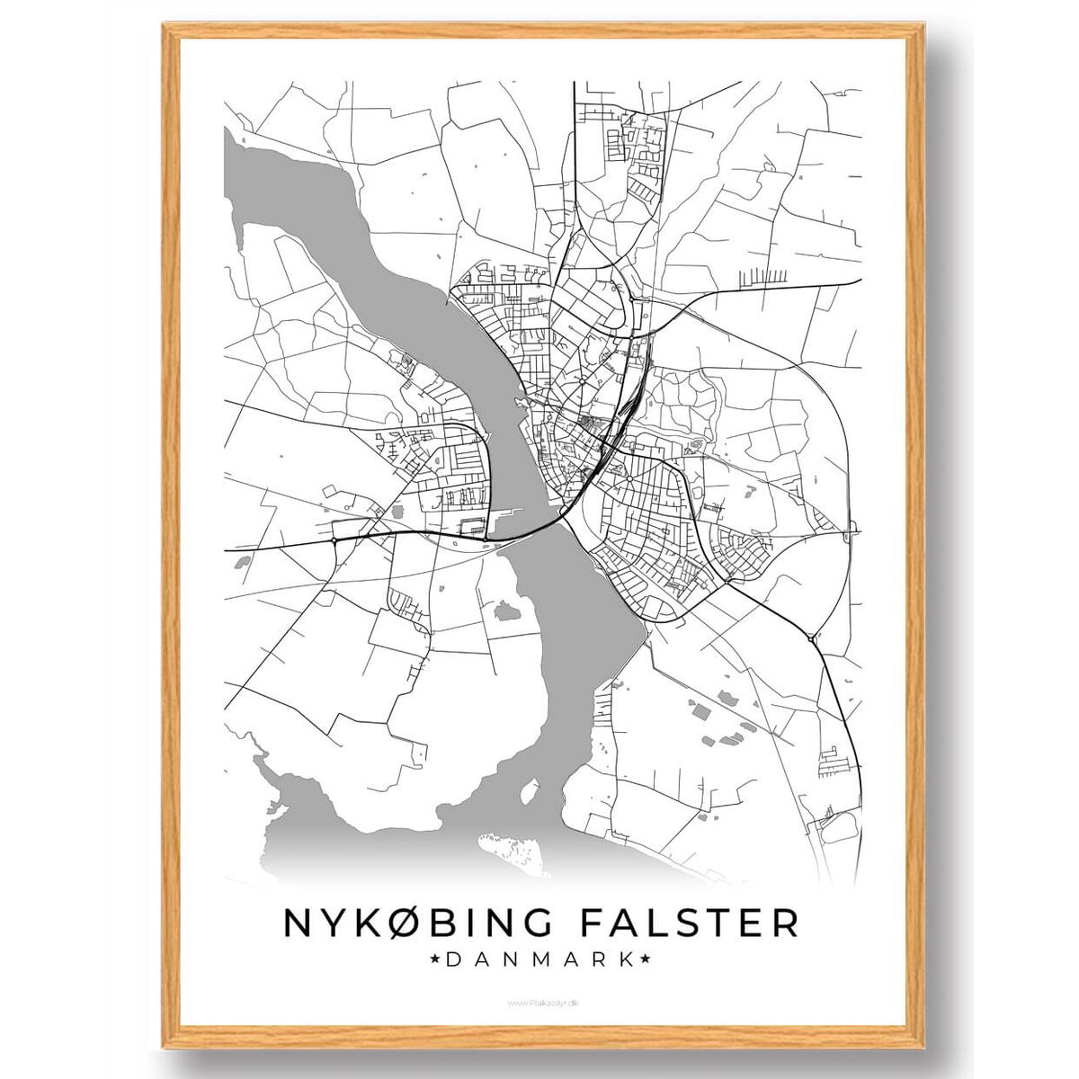 Nykøbing Falster by plakat - hvid (Størrelse: L - 50x70cm (B2))