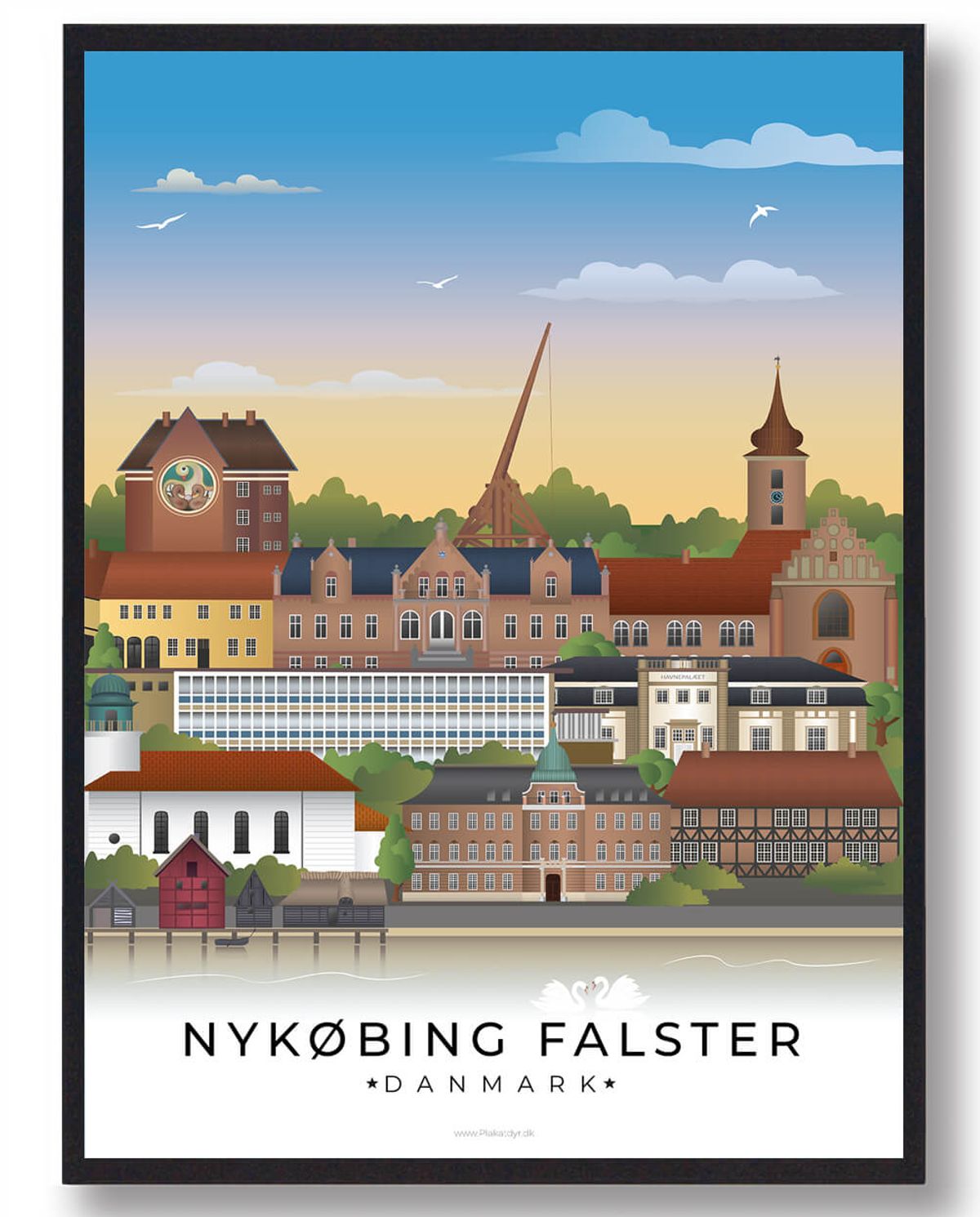 Nykøbing Falster byplakat (RESTPARTI) (Størrelse: L - 50x70cm (B2))