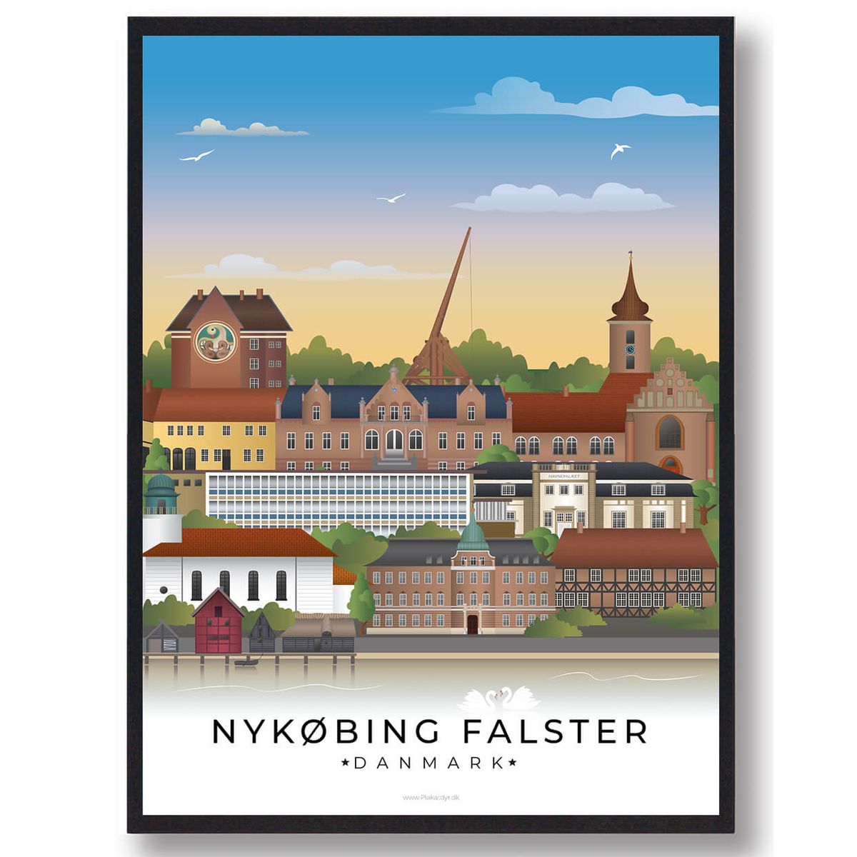 Nykøbing Falster byplakat (RESTPARTI) (Størrelse: XL - 70x100cm)