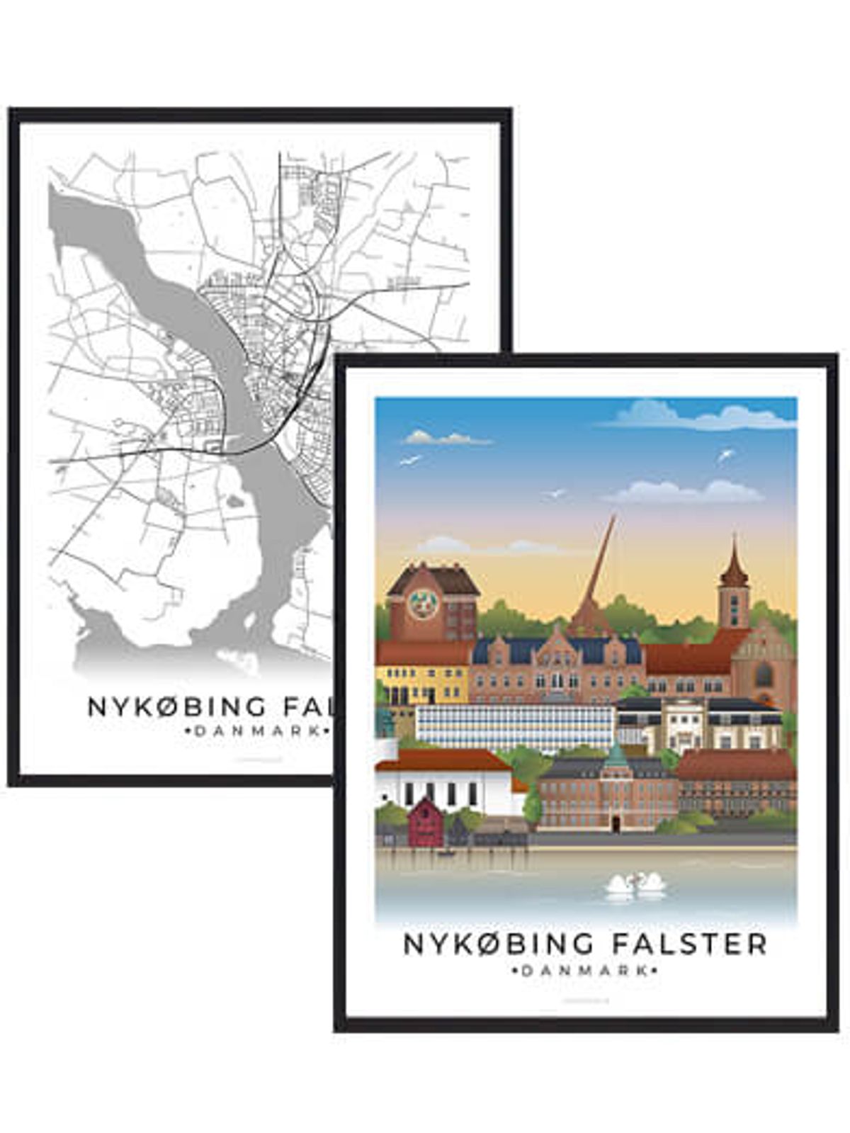 Nykøbing Falster byplakatsæt (Størrelse: L - 50x70cm (B2))