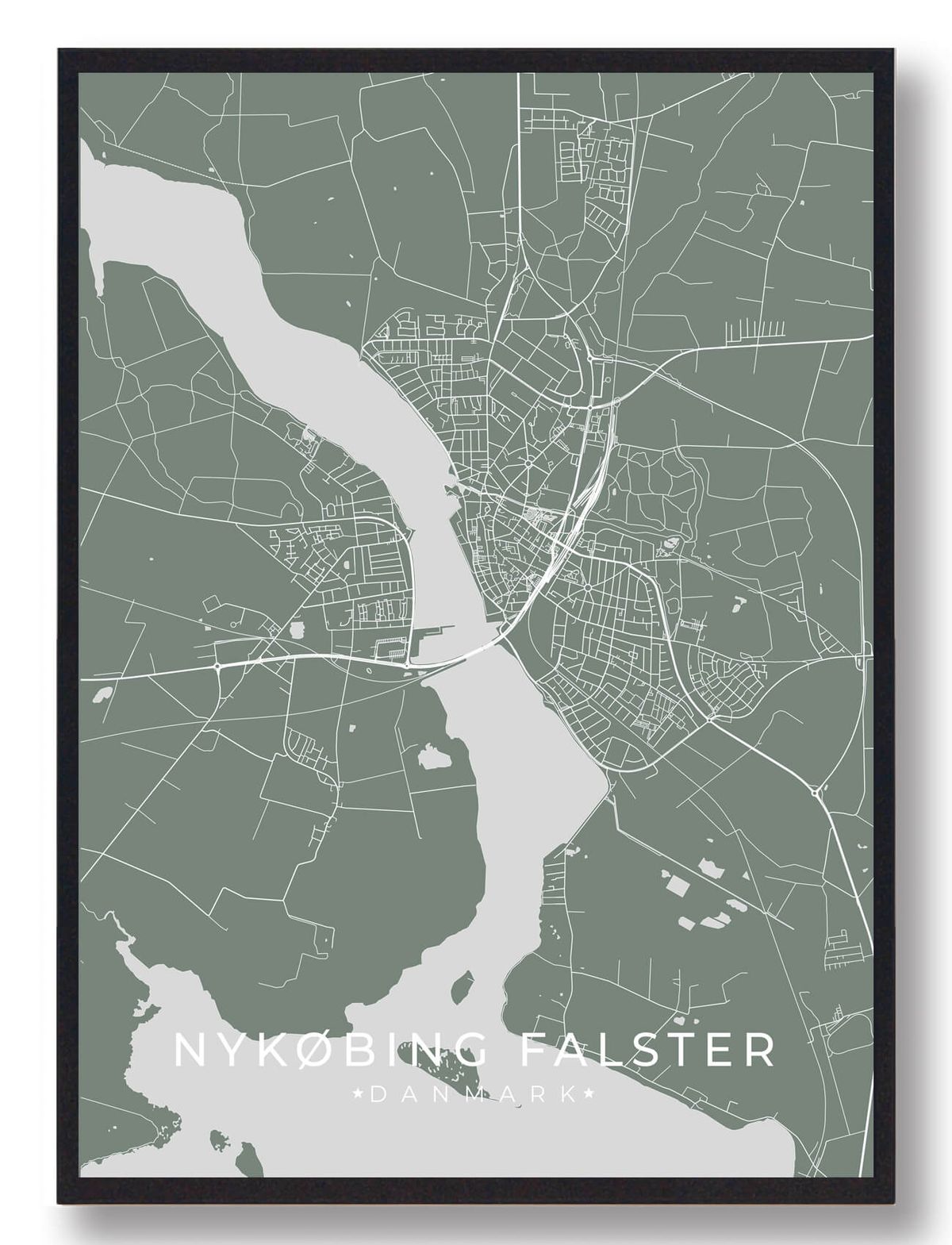 Nykøbing Falster plakat - grøn (Størrelse: L - 50x70cm (B2))