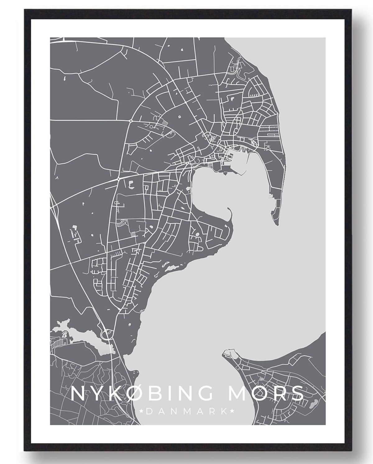 Nykøbing Mors plakat - grå (Størrelse: L - 50x70cm (B2))