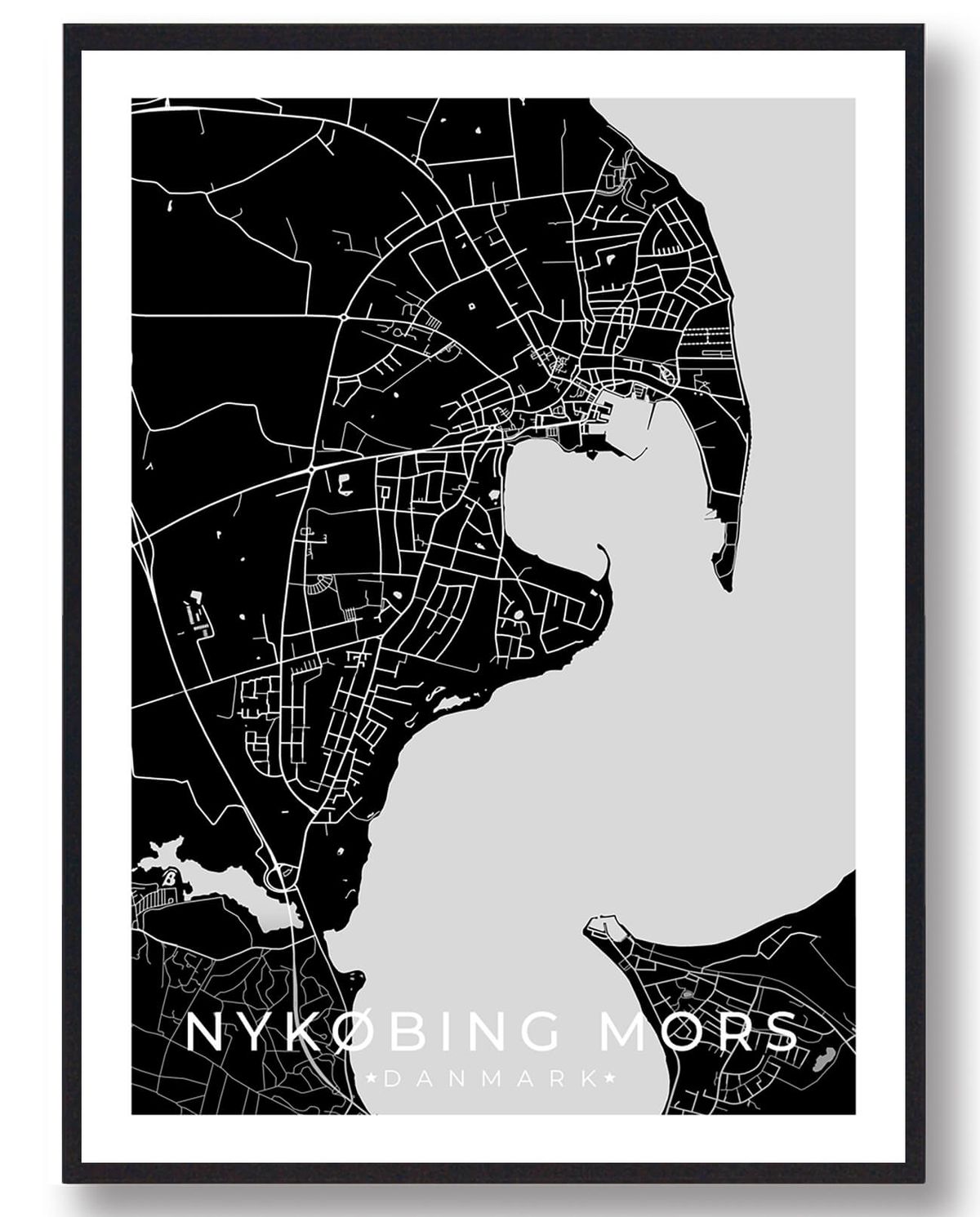 Nykøbing Mors plakat - sort (Størrelse: L - 50x70cm (B2))