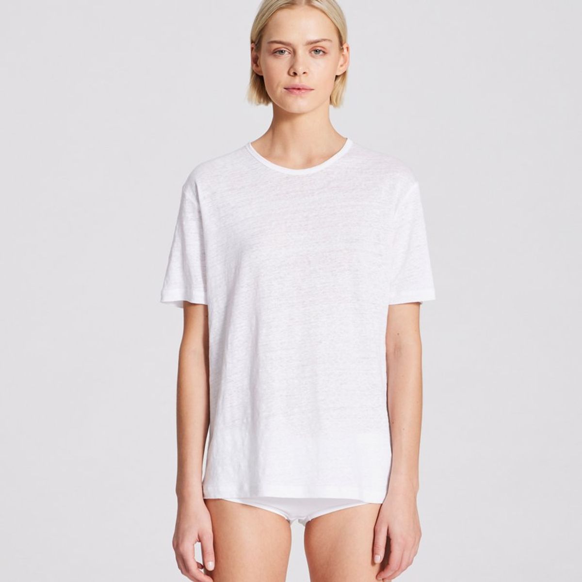 Nynne S/S Linen T-shirt white - S