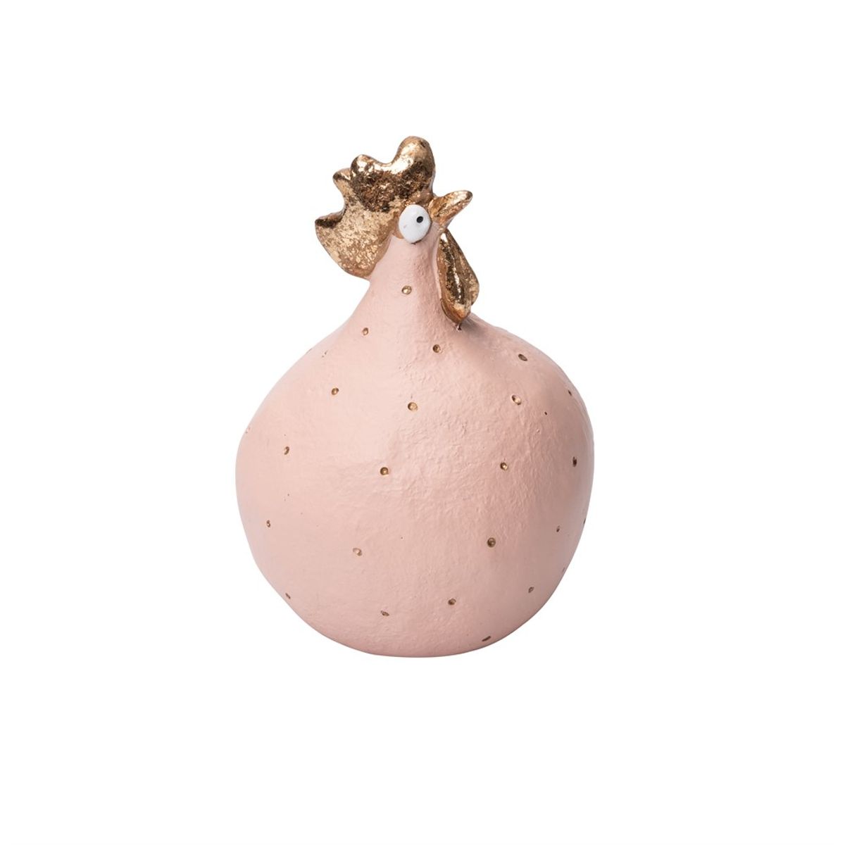 Nääsgränsgården - Høne Rose quartz/gold H 9,6cm