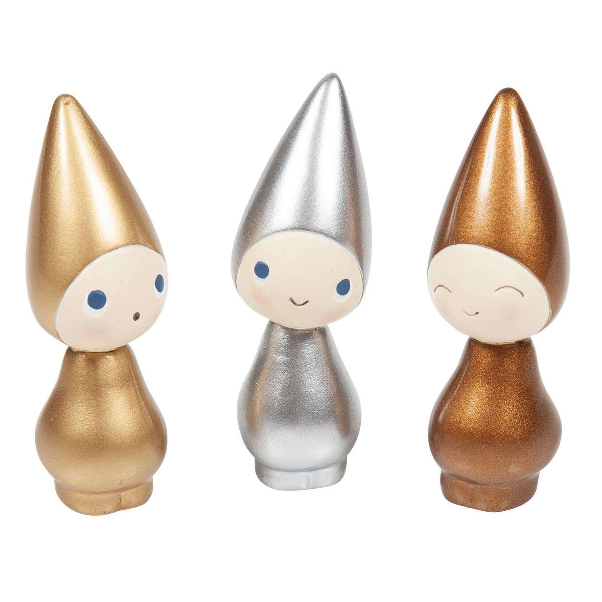 Nääsgränsgården - Peggy gold/silver/copper 3stk H 6cm