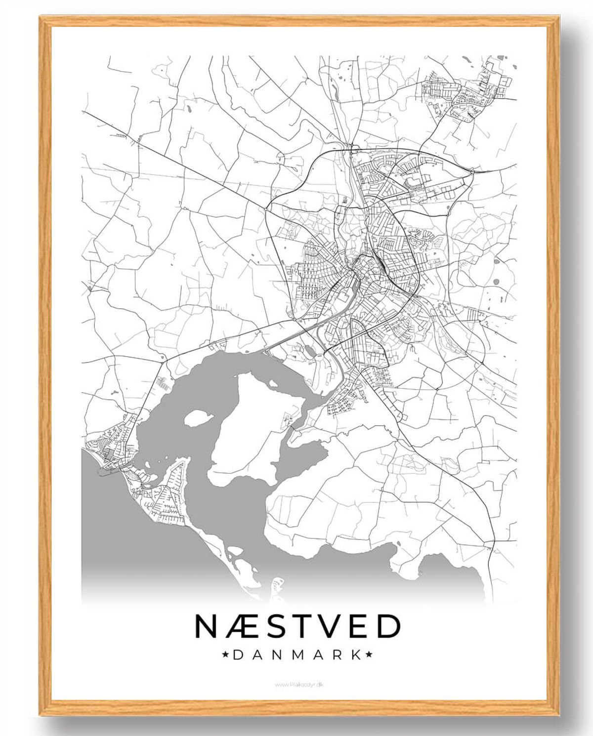 Næstved by plakat - hvid (Størrelse: L - 50x70cm (B2))