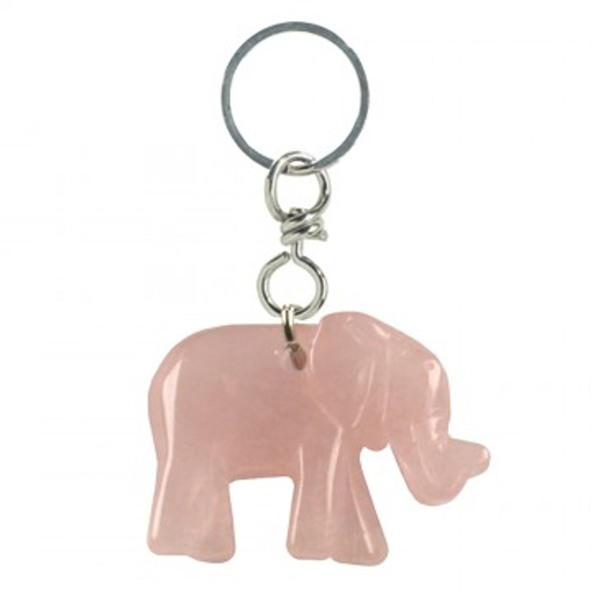 Nøglering med rosakvarts elefant - Nøglering - GodKarmaShop