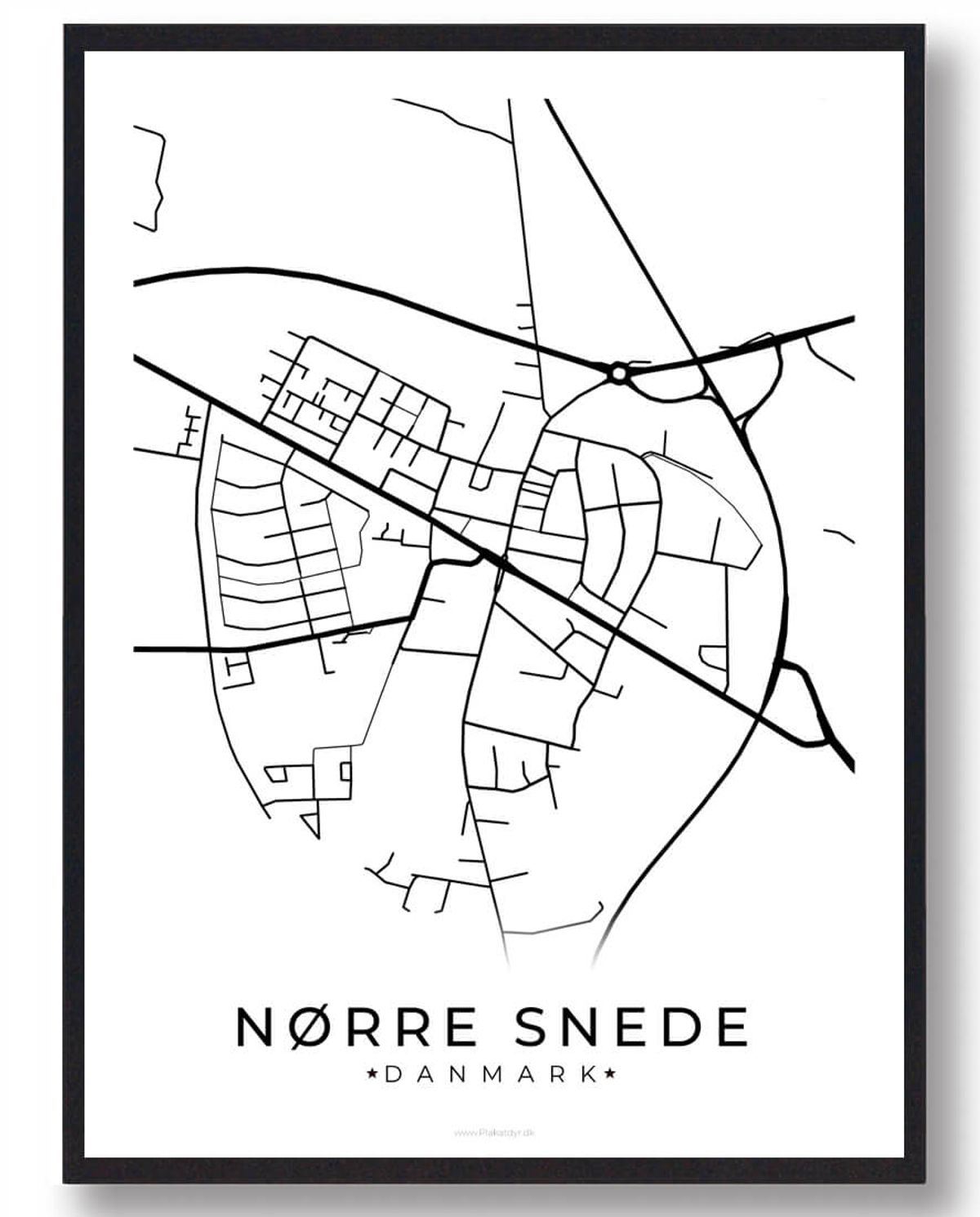 Nørre Snede by plakat - hvid (Størrelse: L - 50x70cm (B2))