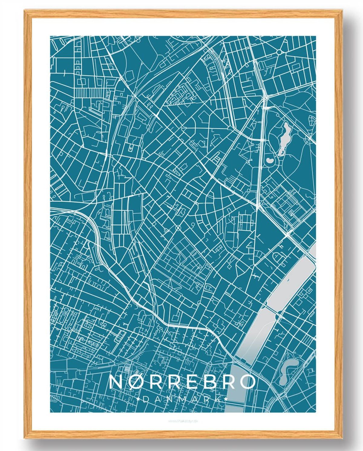 Nørrebro by plakat - blå (Størrelse: L - 50x70cm (B2))