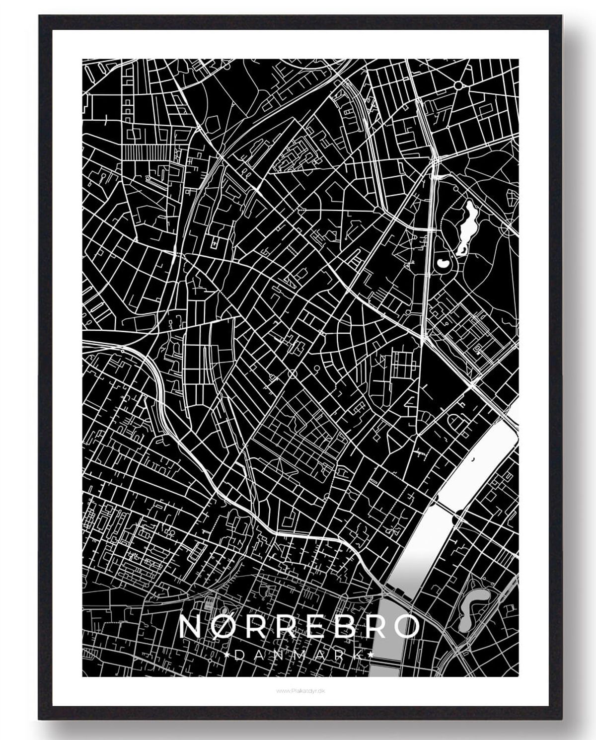 Nørrebro by plakat - sort (Størrelse: L - 50x70cm (B2))