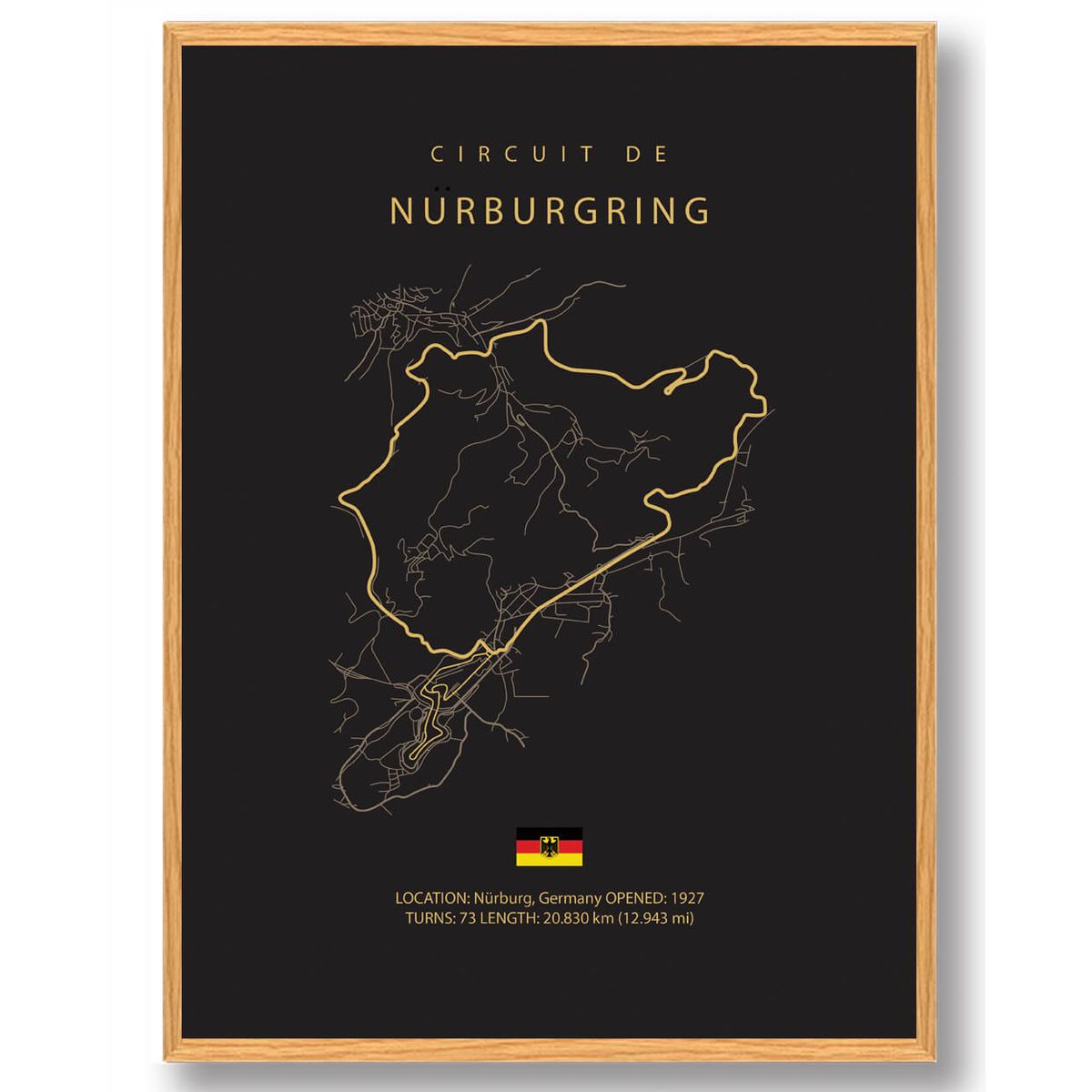 Nürburgring - Formel 1 mørk plakat (Størrelse: L - 50x70cm (B2))