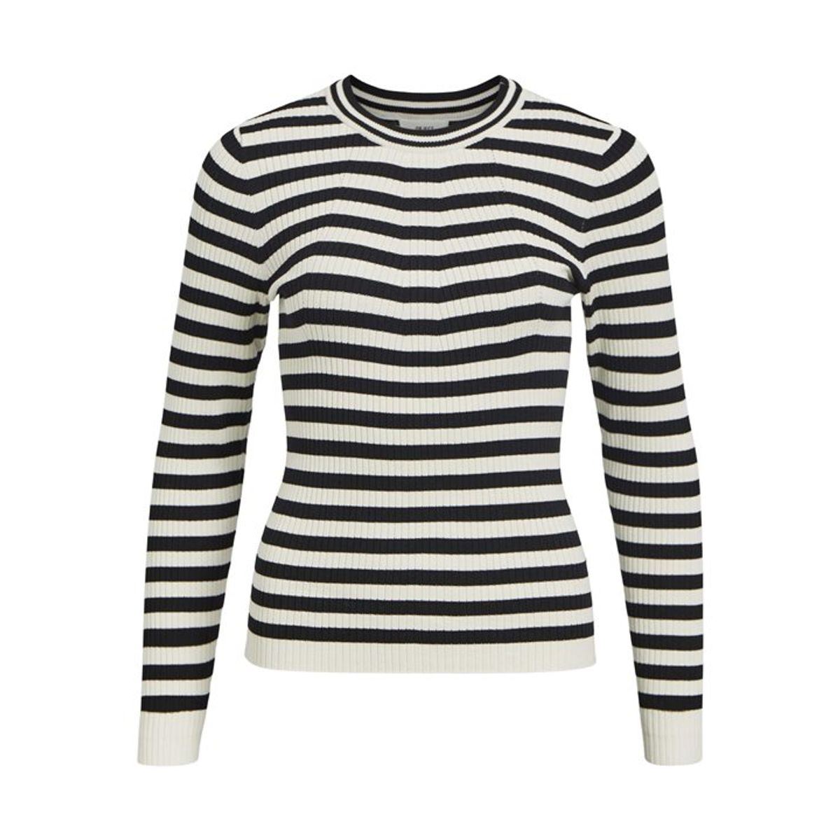 Object - Nicia LS O-Neck Pullover - Sort Råhvid