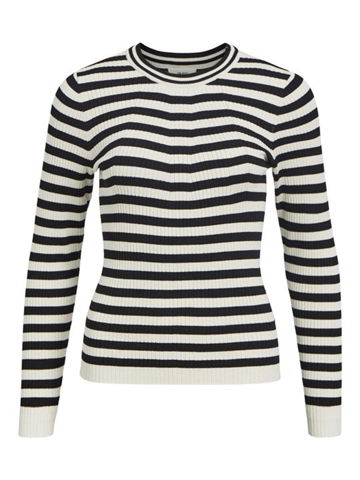 Object - Nicia LS O-Neck Pullover - Sort Råhvid