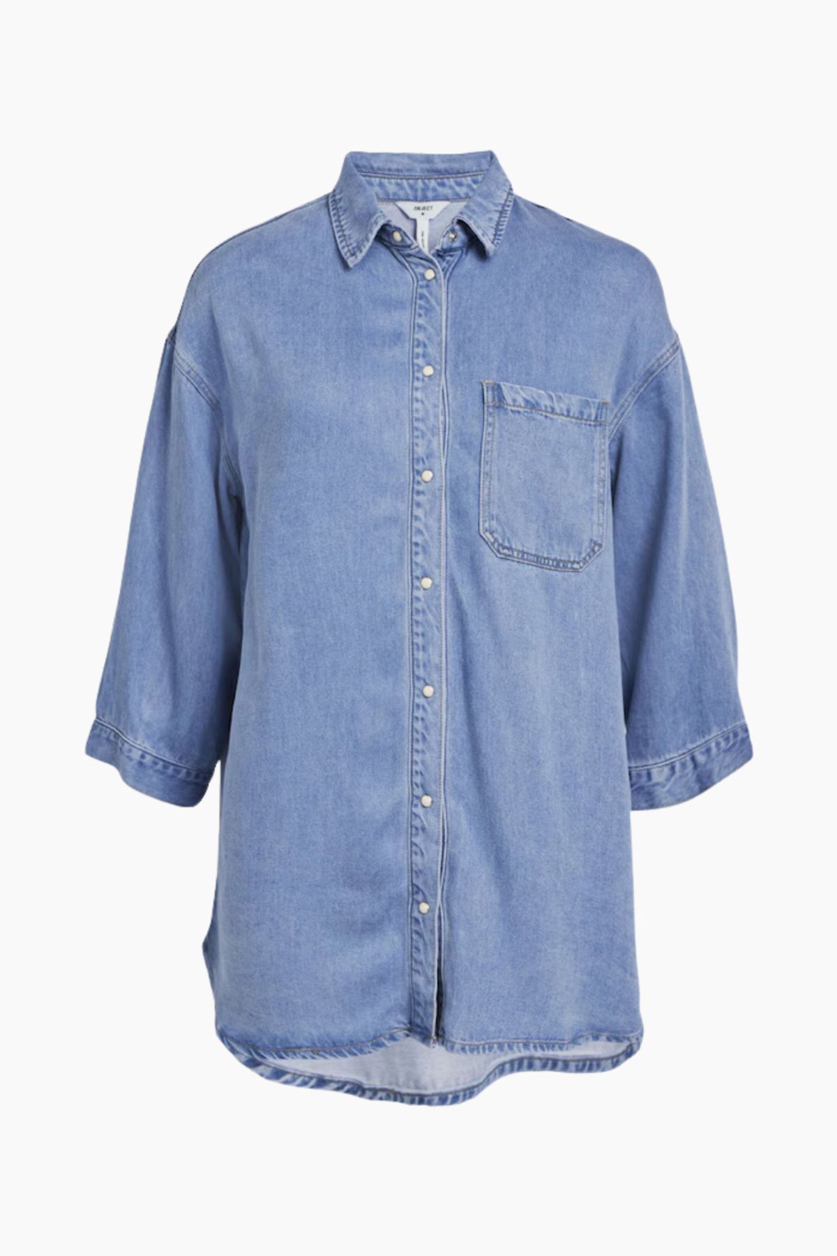 Objframe 3/4 Loose Shirt 132 - Light Blue Denim - Object - Blå XS