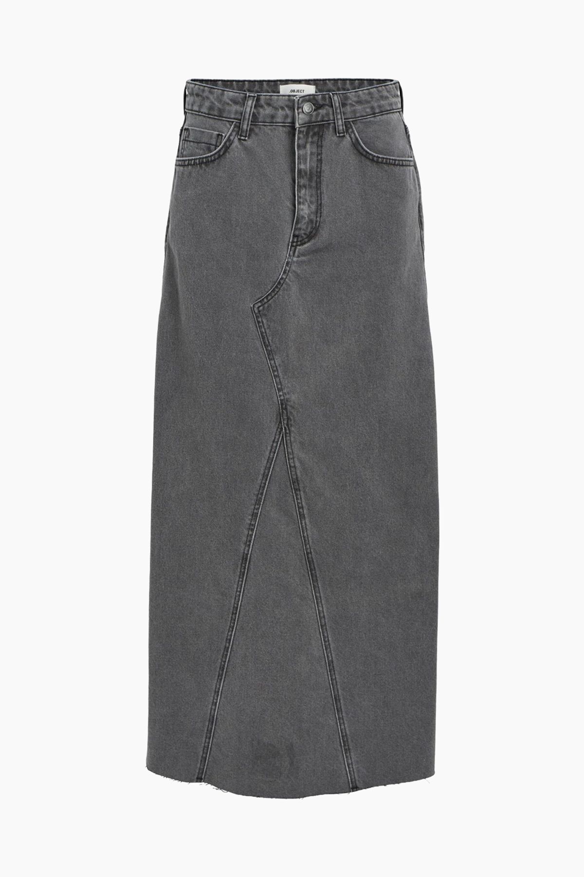 ObjHarlow Long Denim Skirt - Grey Denim - Object - Grå XL