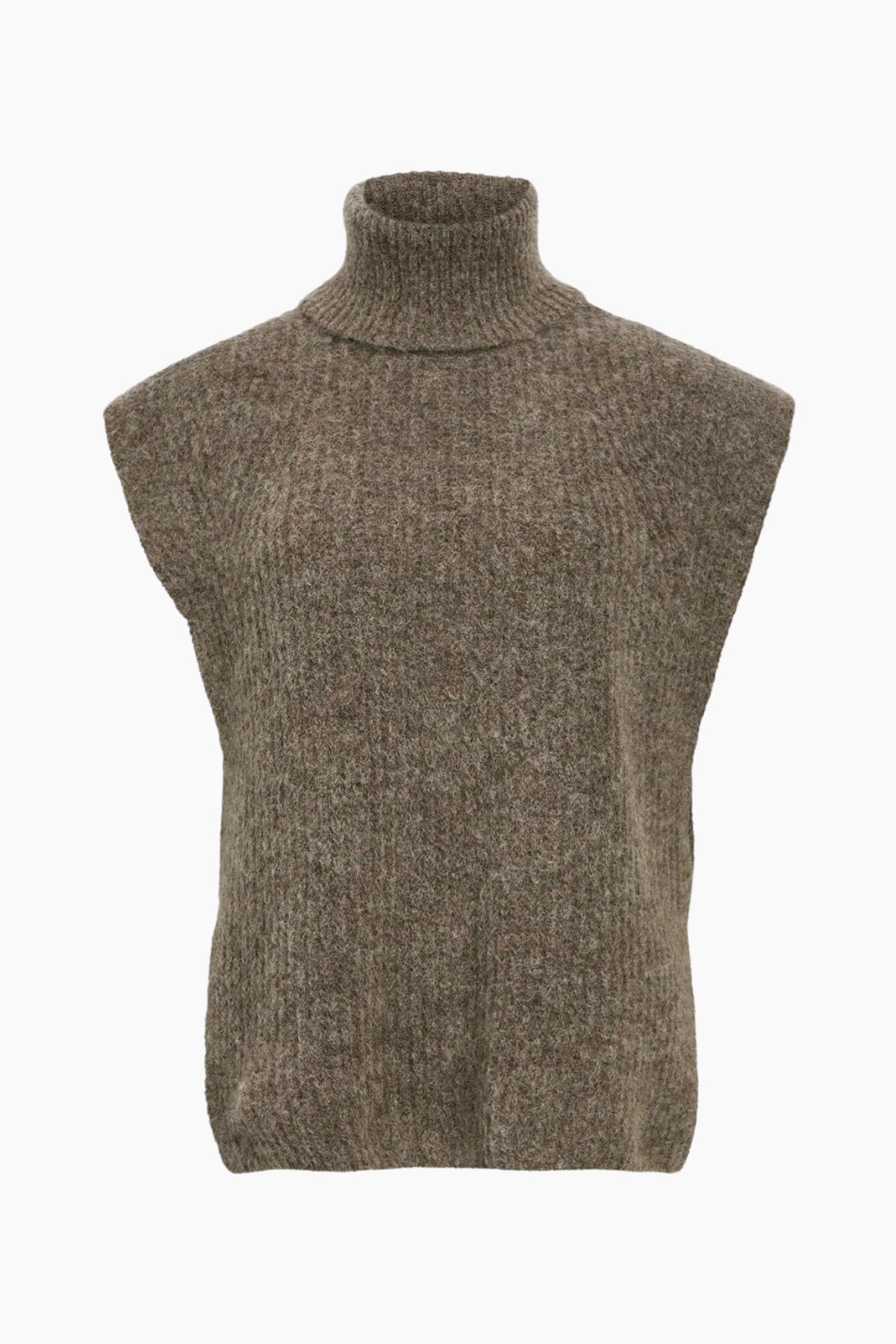 Objnete S/L Re Knit Vest 135 - Morel/Melange - Object - Brun L