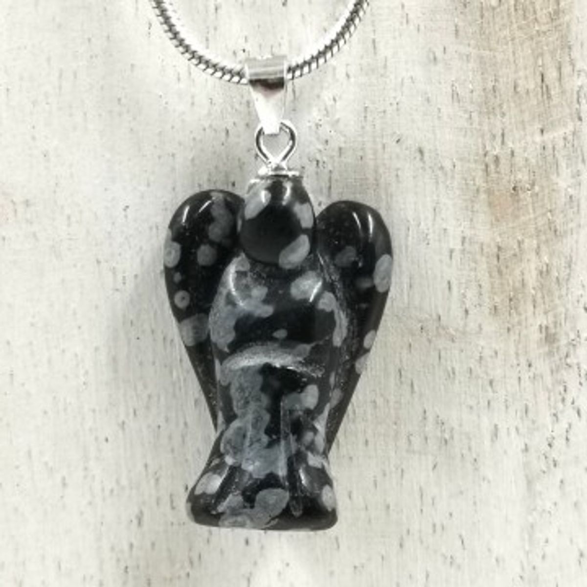 Obsidian snefnug engel vedhæng - Engle smykker - GodKarmaShop