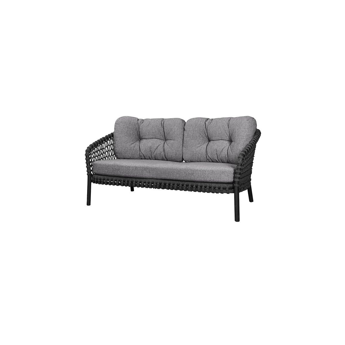 Ocean 2-pers. Sofa, soft rope fra Cane-line (Dark grey)