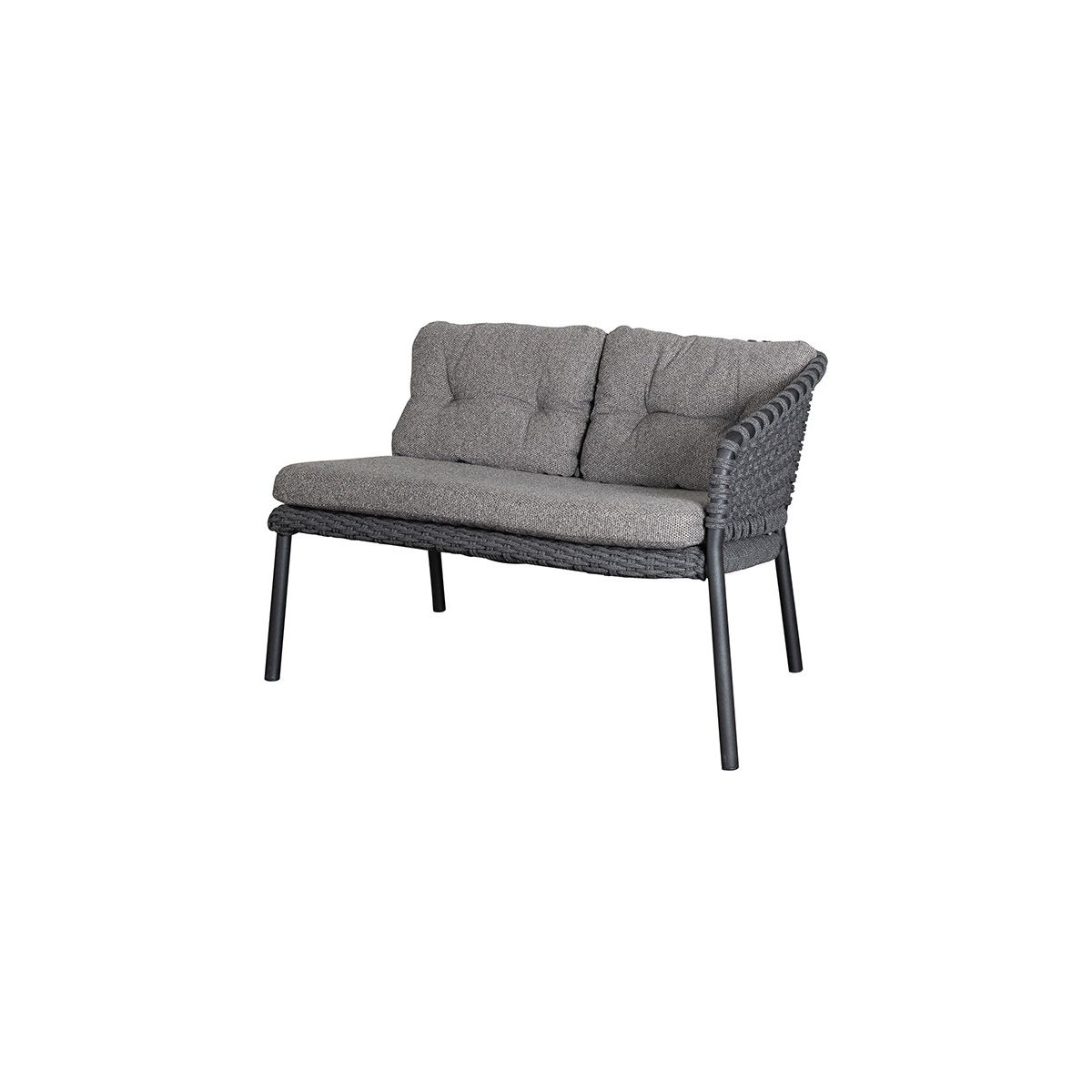 Ocean 2-pers. Sofa, venstre modul, Soft Rope fra Cane-line (Dark grey, Dark grey, Cane-line Wove)