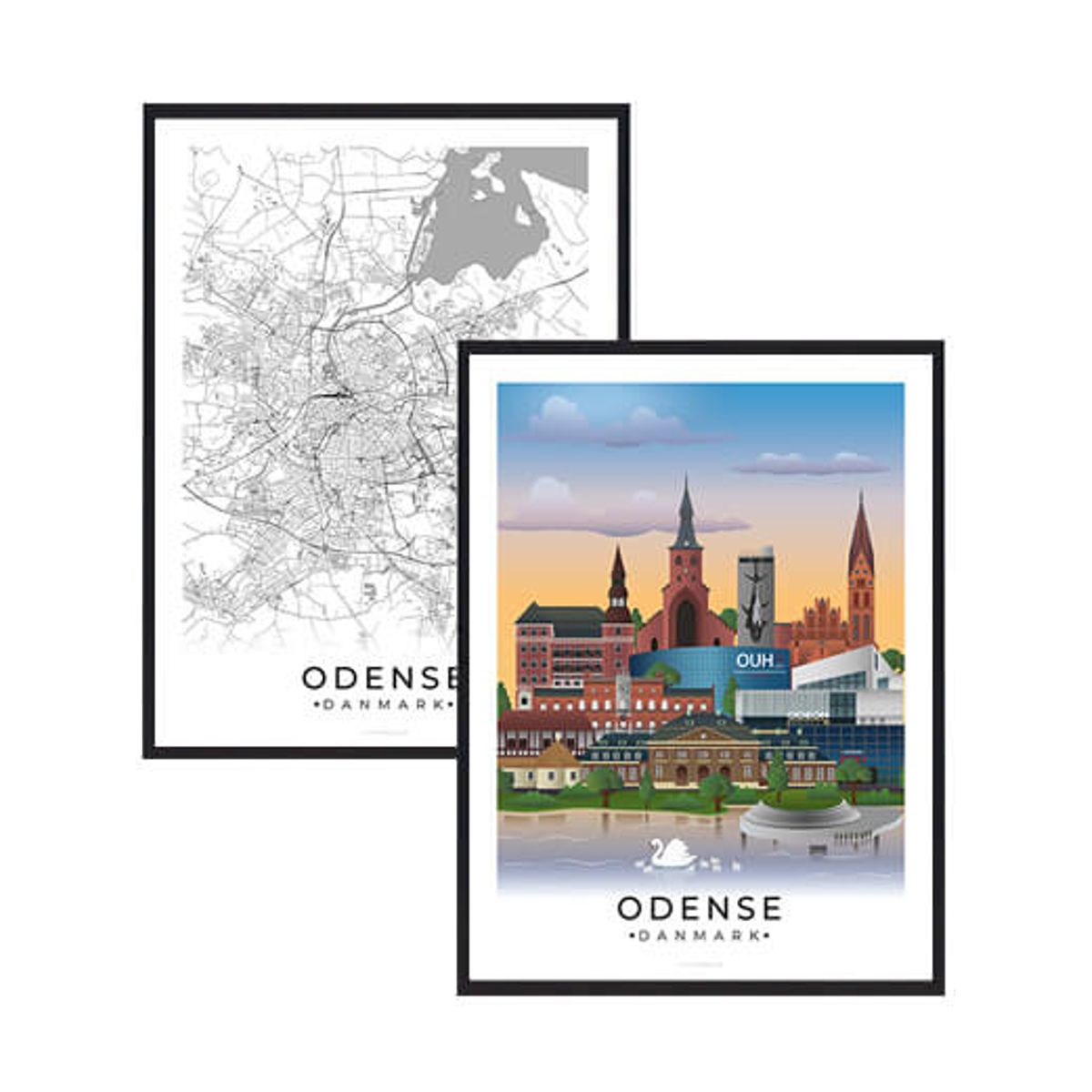 Odense byplakatsæt (Størrelse: M - 30x40cm)