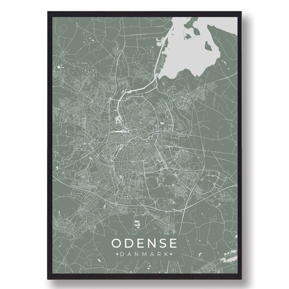 Odense plakat - grøn (Størrelse: M - 30x40cm)