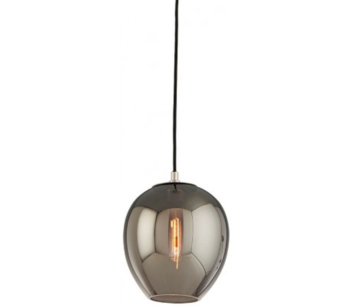 Odyssey Loftlampe i glas og jern Ø23 cm 1 x E27 - Smoked/Poleret nikkel