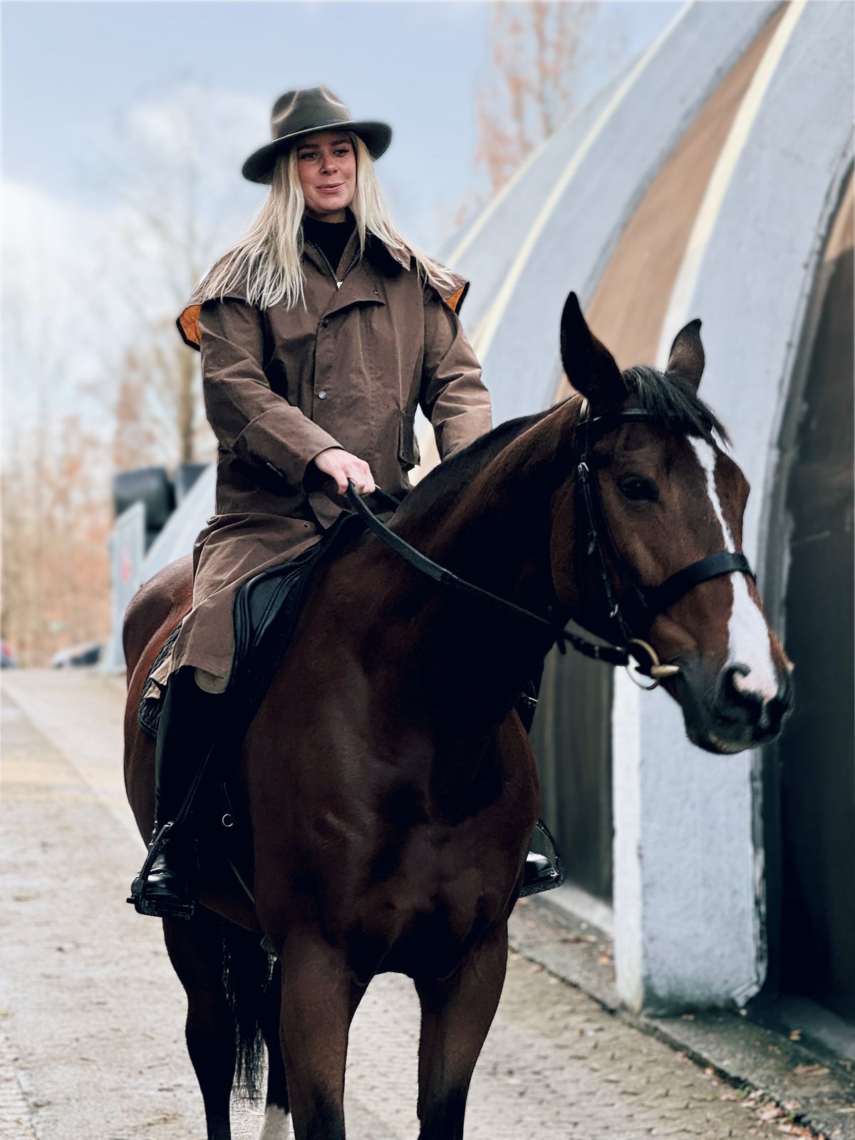 Oilskinsjakke Stockman Long Cape, unisex, mørk beige - XXL