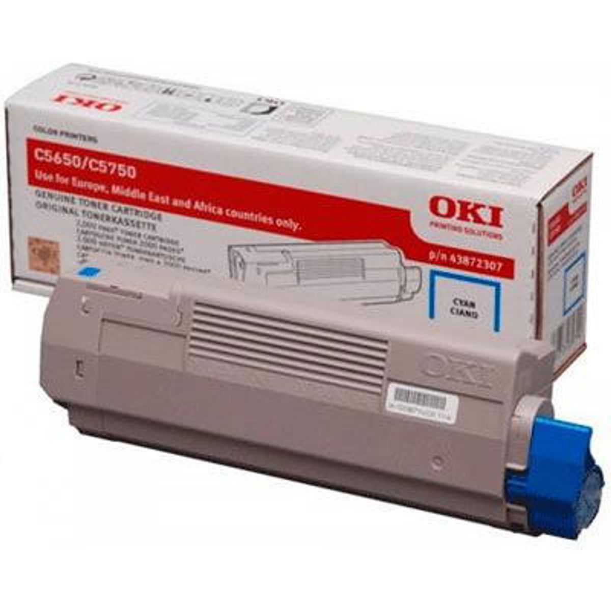 OKI 43872307 Cyan Lasertoner, 2.000 sider