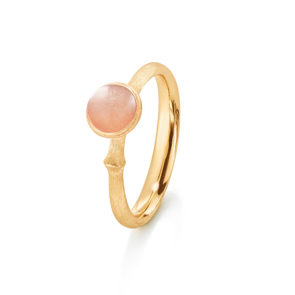 OLE LYNGGAARD COPENHAGEN Lotus 0 Tiny 18 kt. guld ring med blush månesten