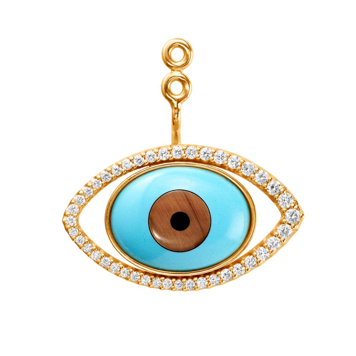 OLE LYNGGAARD COPENHAGEN - Lotus Evil Eye Lille ørevedhæng, 0,25ct 18 kt. guld