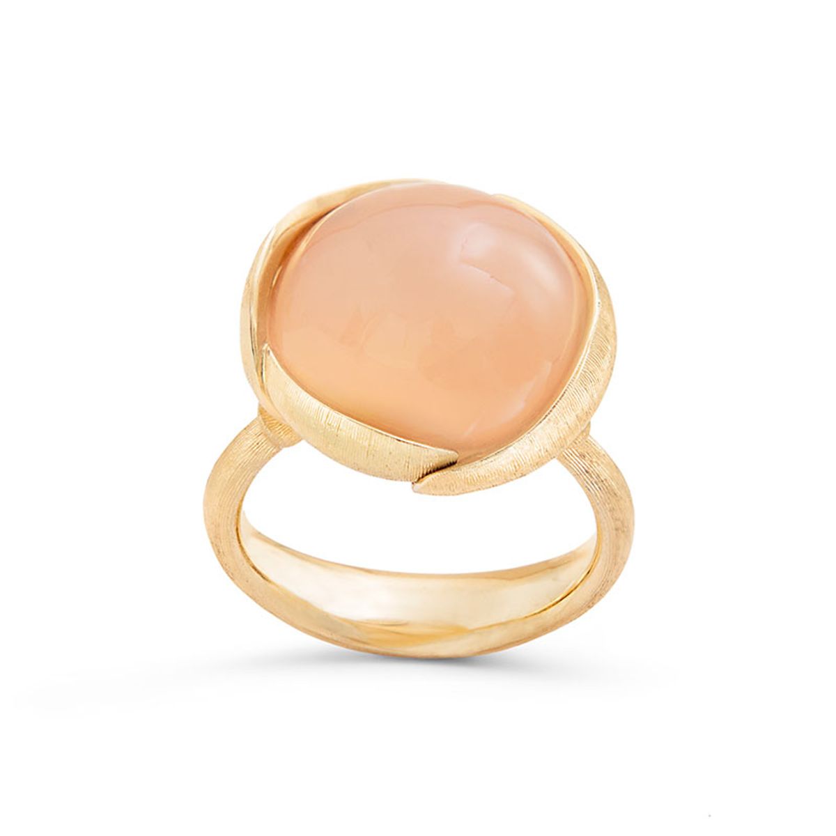 OLE LYNGGAARD COPENHAGEN Lotus stor, 18 kt. guld ring med blush månesten