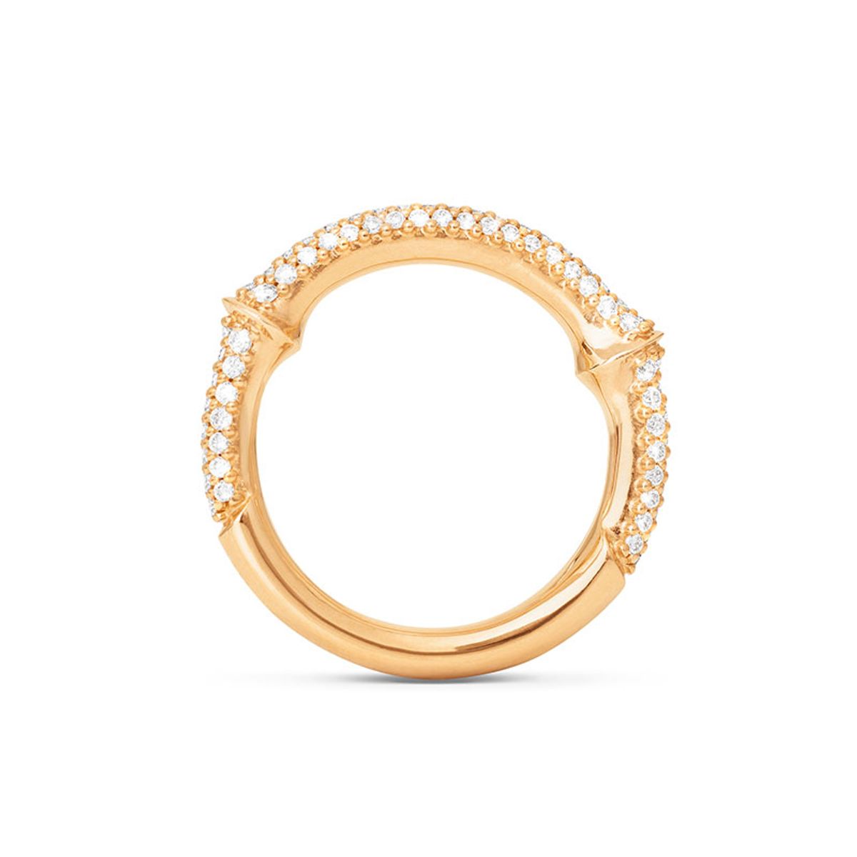 OLE LYNGGAARD COPENHAGEN Nature halv pavé ring i 18 kt. guld med brillanter